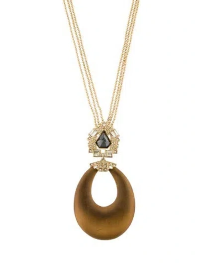 Pre-owned Alexis Bittar Lucite & Crystal Pendant Necklace, 31.5" In Multi