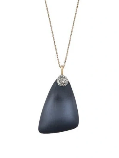 Pre-owned Alexis Bittar Lucite & Crystal Pendant Necklace, 33" In Blue