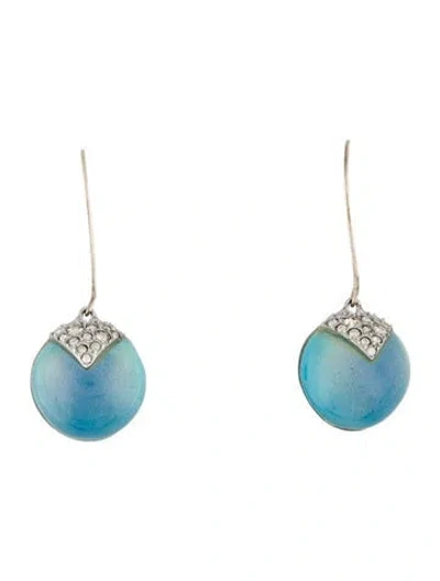 Pre-owned Alexis Bittar Lucite & Crystal Round Drop Earrings In Blue