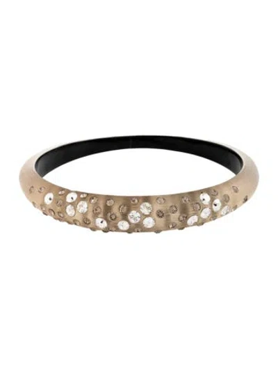 Pre-owned Alexis Bittar Lucite & Crystal Skinny Tapered Bangle Bracelet, 8" In Multicolor