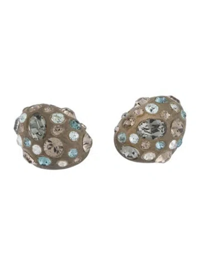 Pre-owned Alexis Bittar Lucite & Crystal Stud Earrings In Multi