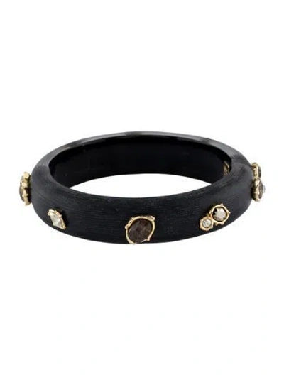Pre-owned Alexis Bittar Lucite & Crystal Studded Hinged Bangle Bracelet, 6.75" In Multi