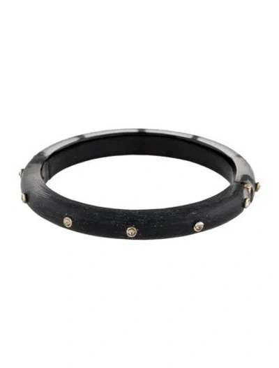 Pre-owned Alexis Bittar Lucite & Crystal Studded Hinged Bangle Bracelet, 7.5" In Multi
