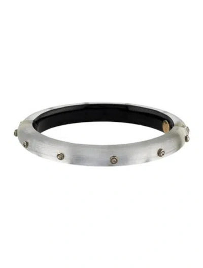 Pre-owned Alexis Bittar Lucite & Crystal Studded Hinged Bangle Bracelet, 7.5" In Multi