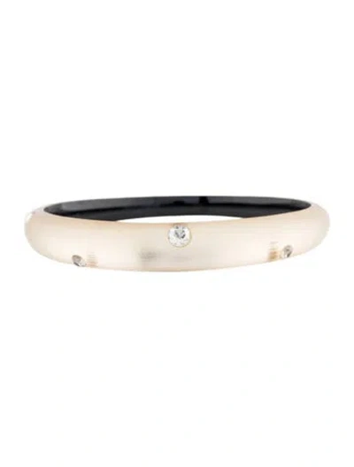 Pre-owned Alexis Bittar Lucite & Crystal Tapered Bangle Bracelet, 8.25" In Black