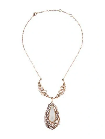 Pre-owned Alexis Bittar Lucite & Crystal Teardrop Statement Necklace, 17" In Multi