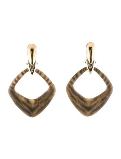 Pre-owned Alexis Bittar "lucite & Crystal Tiger Print Clip-on Drop Earrings" In Multi