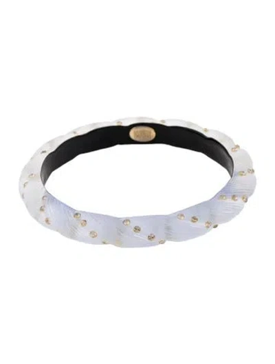 Pre-owned Alexis Bittar Lucite & Crystal Twist Bangle Bracelet, 7.75" In Multi