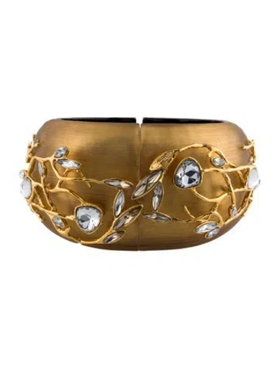 Pre-owned Alexis Bittar Lucite & Crystal Vine Hinged Bangle Bracelet, 6.5" In Multi