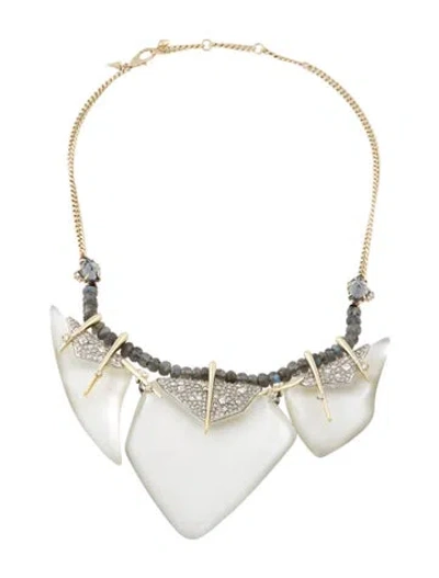 Pre-owned Alexis Bittar Lucite & Crystal-encrusted Abstract Petal Collar Necklace, 20" In Multi