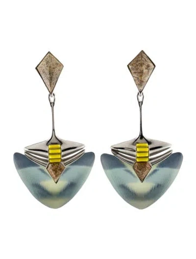 Pre-owned Alexis Bittar Lucite & Resin Cilp-on Drop Earrings In Multi