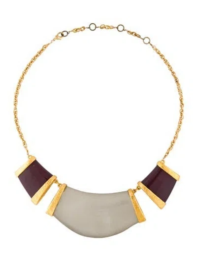Pre-owned Alexis Bittar Lucite & Resin Collar Necklace, 19.5" In Brown/clear