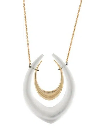 Pre-owned Alexis Bittar Lucite And Resin Double Horseshoe Pendant Necklace, 32" In Multi
