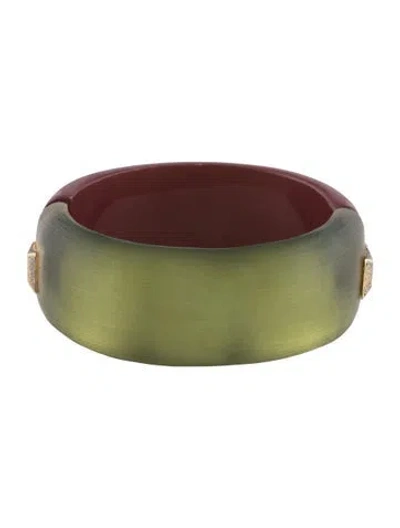 Pre-owned Alexis Bittar Lucite & Resin Hinged Bangle Bracelet, 6.75" In Multi