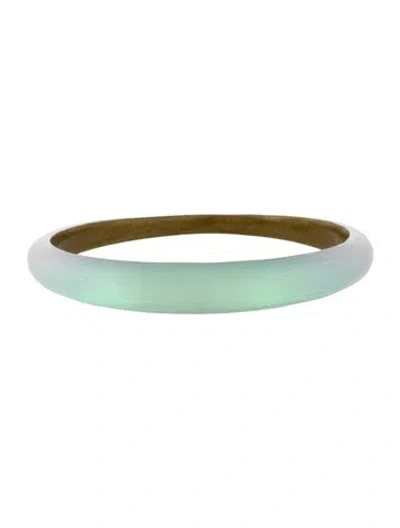 Pre-owned Alexis Bittar Lucite & Resin Skinny Tapered Bangle Bracelet, 8" In Blue/clear/green