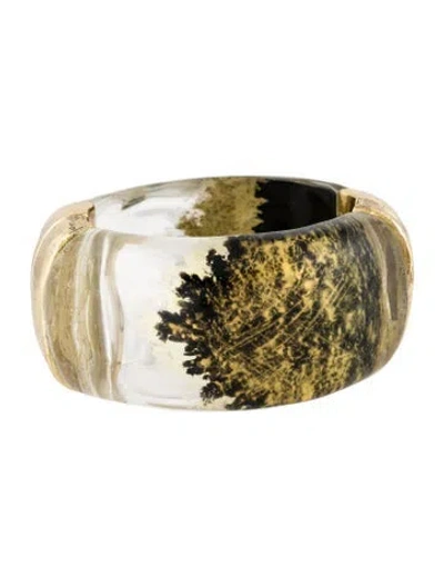 Pre-owned Alexis Bittar Lucite & Resin Wide Hinged Bangle Bracelet, 6.75"