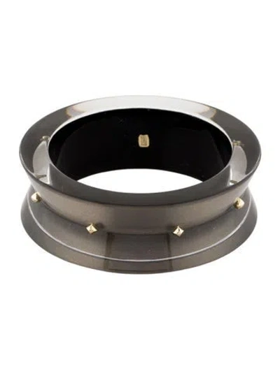 Pre-owned Alexis Bittar Lucite & Stud Bangle Bracelet, 7.5" In Gray