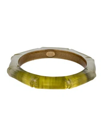 Pre-owned Alexis Bittar Lucite Bamboo Bangle, 8.75" In Yellow