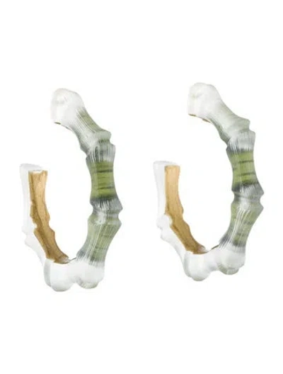 Pre-owned Alexis Bittar Lucite Bamboo Hoop Earrings In Multi