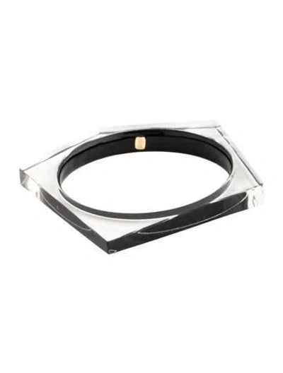 Pre-owned Alexis Bittar Lucite Bangle Bracelet, 7.5" In Black/clear