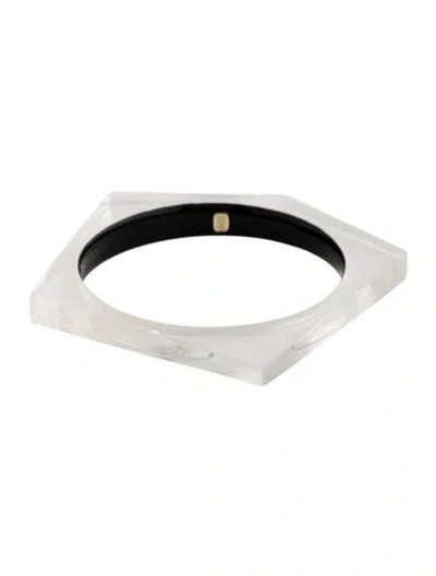 Pre-owned Alexis Bittar Lucite Bangle Bracelet, 7.75" In Black/clear