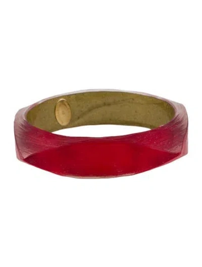 Pre-owned Alexis Bittar Lucite Bangle Bracelet, 7.75" In Red