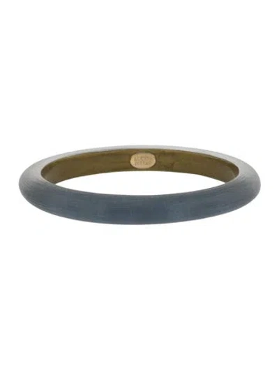 Pre-owned Alexis Bittar Lucite Bangle Bracelet, 8" In Blue/gold