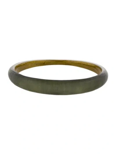 Pre-owned Alexis Bittar Lucite Bangle Bracelet, 8" In Gold/green