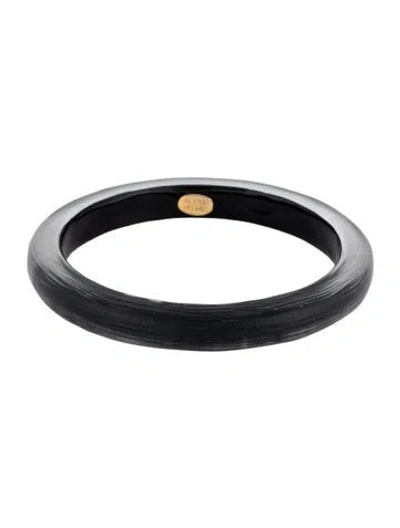 Pre-owned Alexis Bittar Lucite Bangle Bracelet, 8.25" In Black