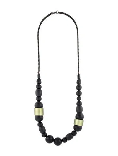 Pre-owned Alexis Bittar Lucite Bead Necklace, 40" In Black