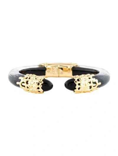 Pre-owned Alexis Bittar Lucite Brut Hinge Cuff Bracelet, 6.75" In Transparent