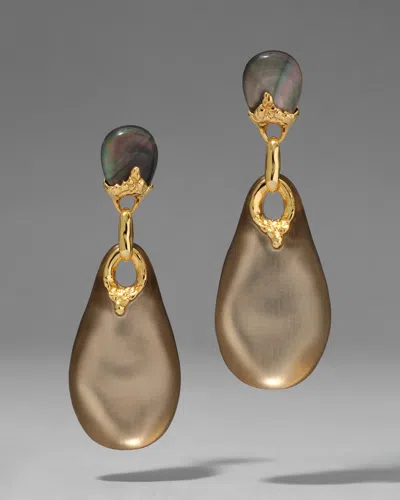 Alexis Bittar Lucite Brut Large Drop Post Earring- In Gray