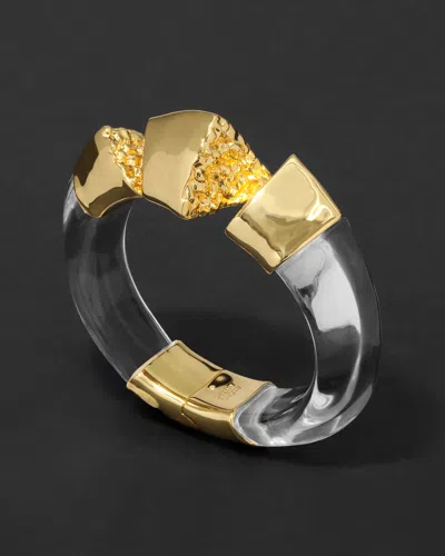 Alexis Bittar Lucite Brutalist Hinge Bracelet In Gold