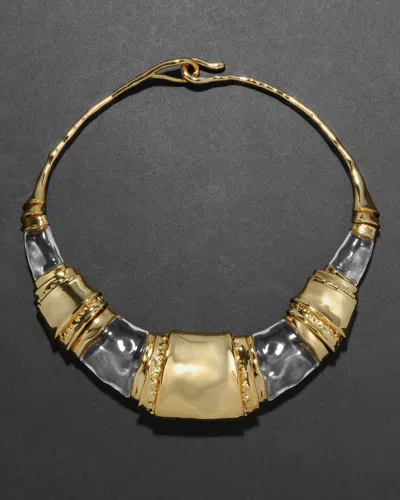 Alexis Bittar Lucite Brutalist Segmented Collar Necklace In Gold