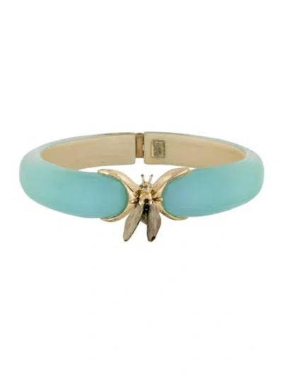 Pre-owned Alexis Bittar Lucite Bug Hinge Bracelet, 6.5" In Blue