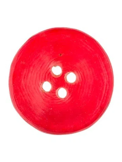 Pre-owned Alexis Bittar Lucite Button Brooch In Red