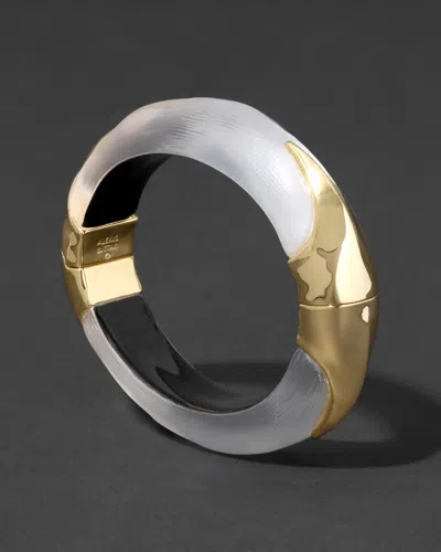 Alexis Bittar Lucite Claw Hinge Bracelet- In Silver