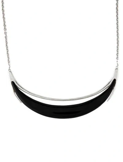 Pre-owned Alexis Bittar Lucite Crescent Collar Necklace, 20.5" In Black/blue