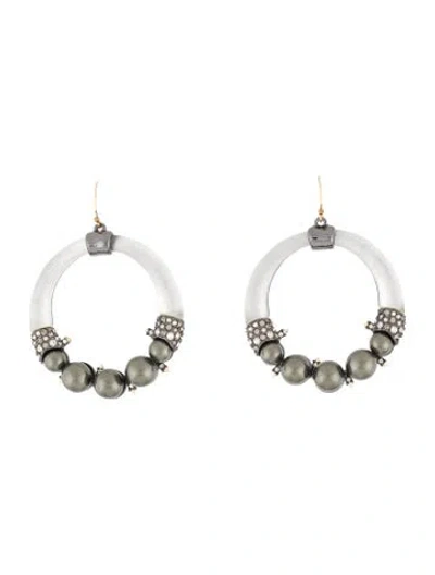 Pre-owned Alexis Bittar Lucite, Crystal & Faux Pearl Hoop Earrings In Multi