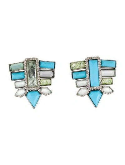 Pre-owned Alexis Bittar Lucite, Crystal & Resin Clip-on Earrings