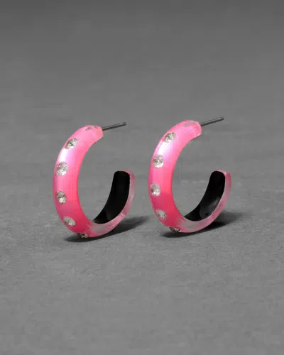 Alexis Bittar Lucite Crystal Hoop Earring- In Pink