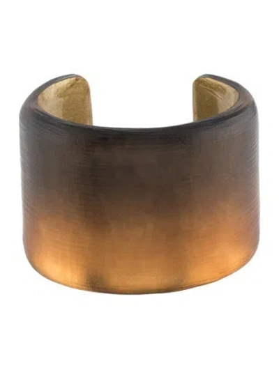 Pre-owned Alexis Bittar Lucite Cuff Bracelet, 6.5" In Brown
