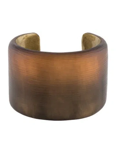 Pre-owned Alexis Bittar Lucite Cuff Bracelet, 6.75" In Brown