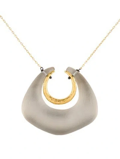 Pre-owned Alexis Bittar Lucite Double Horseshoe Pendant Necklace, 18.25" In Multi