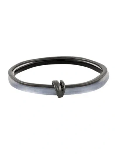 Pre-owned Alexis Bittar Lucite Double Skinny Bangle Bracelet, 8" In Blue
