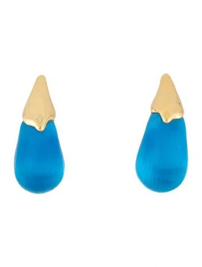 Pre-owned Alexis Bittar Lucite Drop Earrings In Black/blue