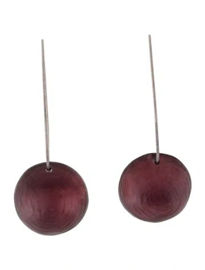 Pre-owned Alexis Bittar Lucite Drop Earrings In Burgundy/gold