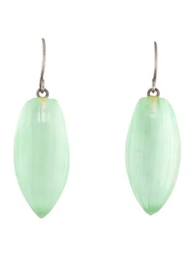 Pre-owned Alexis Bittar Lucite Drop Earrings In Gold/green