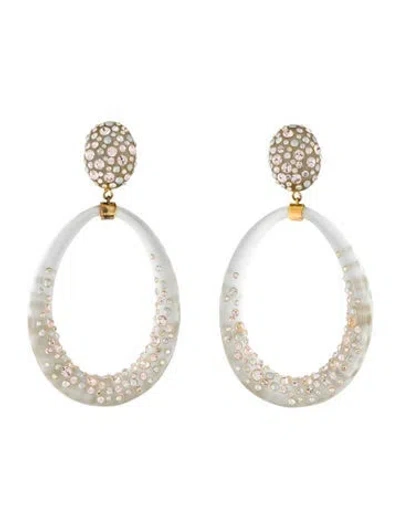 Pre-owned Alexis Bittar Lucite, Faux Pearl, & Crystal Clip On Drop Earrings