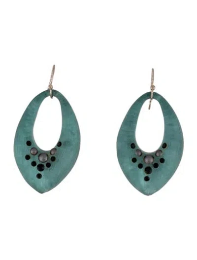 Pre-owned Alexis Bittar Lucite, Faux Pearl, & Crystal Drop Earrings In Multi